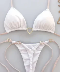 Sexy Halter Solid Color Bikini Set Women's Swimsuit Two-piece Triangle Thong Swimwear Bathing Suit Brazilian Biquinis - AliExpress