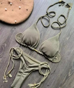 RUOTONSEPT Sexy Braiding rope Bandage Bikini Set Women's Swimsuit Two-piece Triangle Swimwear Bathing Suit Brazilian Biquinis - AliExpress