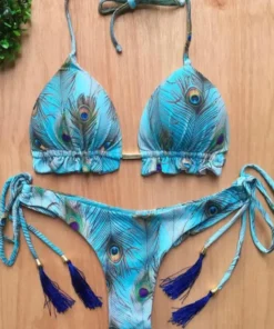 RUOTONGSEPT Sexy Micro Bikinis Set 2024 New Swimsuit Women Feather Print Bandage Swimwear Female Bathing Suit Brazilian Biquinis - AliExpress